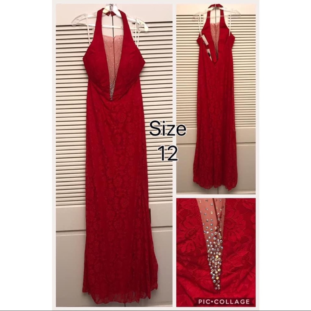 Alyce Paris Red Halter Gown